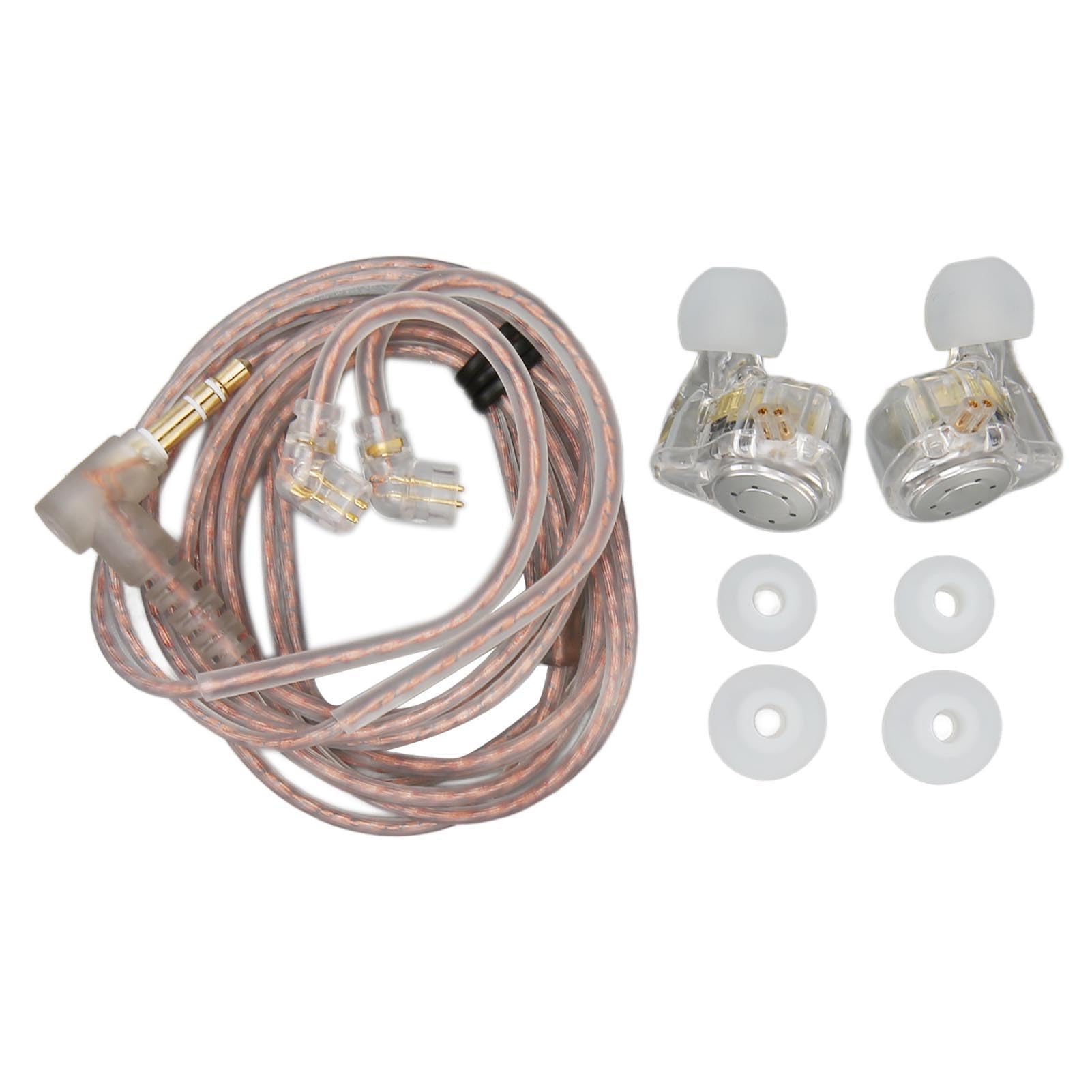 in Ear Monitor Headphones, 10mm Dual Magnetic Dynamic Driver Unit Metal Headphones, 3.5 Mm 2pin Ergonomic Oxygen Free Copper Wire Earbuds, for Exercise Office (Transparent)