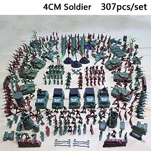 Ocamo 307pcs/lot Military Plastic Soldier Model Toy Army Men Figures Accessories Kit Decor Play Set for Hallows All Saints' Day