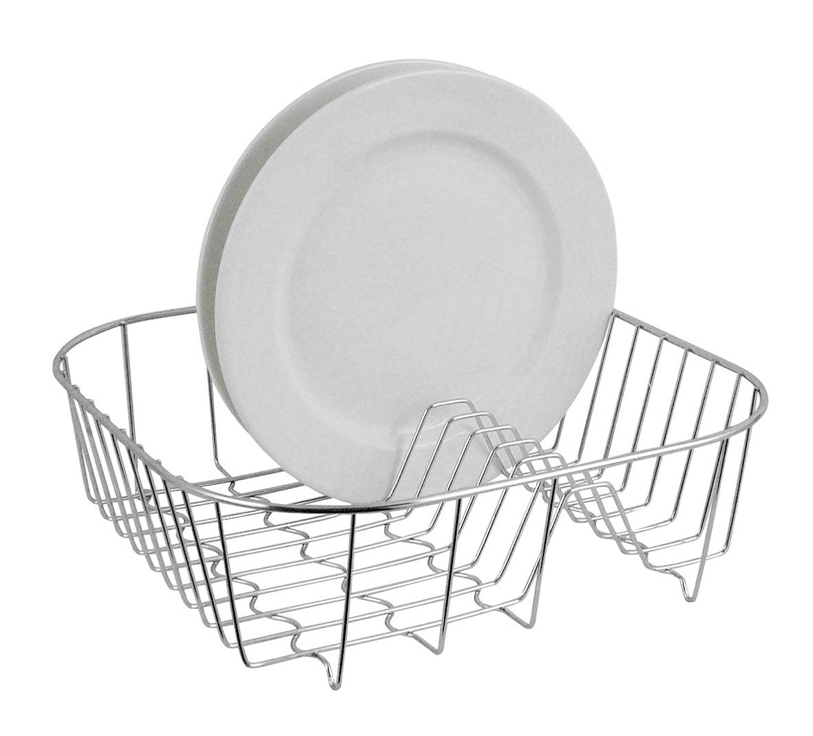 Premier Housewares 9 Plate Dish Drainer Rack Stainless Steel Draining Board Rack Cutlery Drainer Chrome Finishing Kitchen Drainer Rack Dish Rack, Silver, H10 x W34 x D34cm