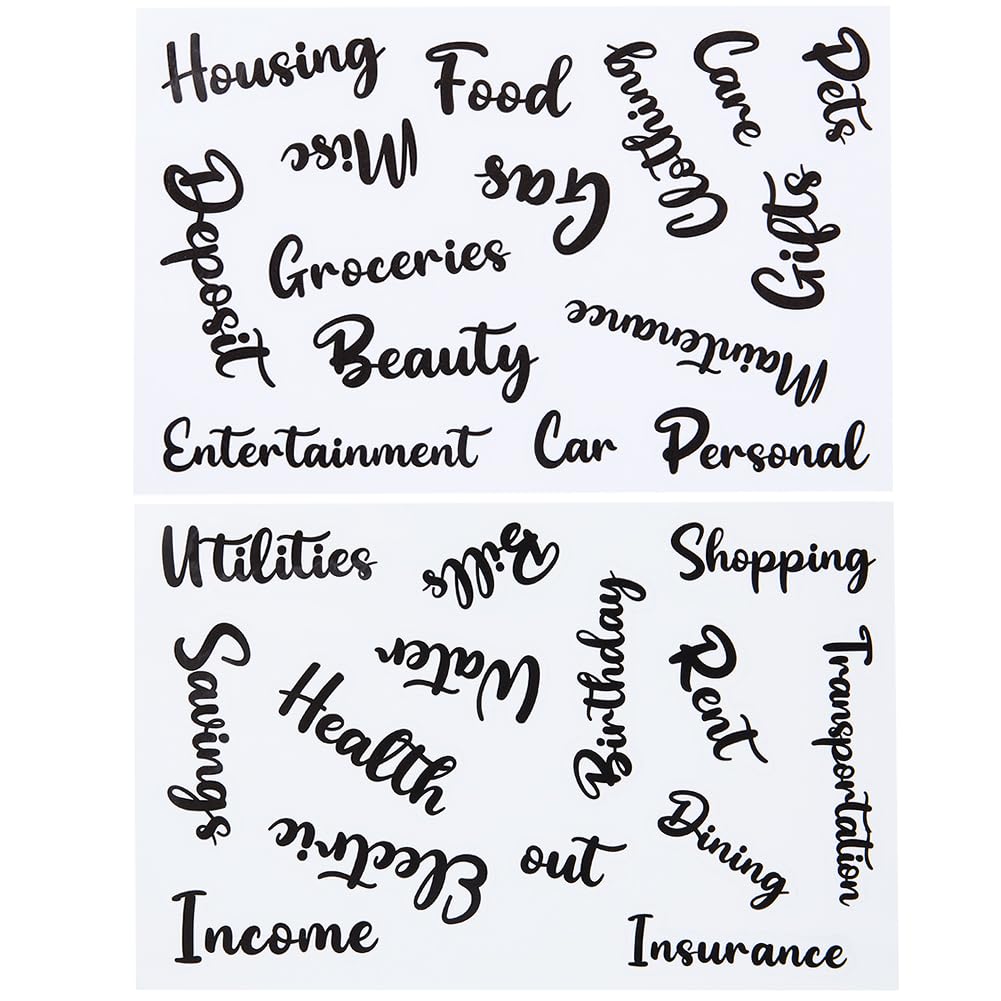 GORGECRAFT 116Pcs Cash Envelope Labels Stickers A6 Budget Binder Labels Black Words Money Organizer Category Letter Stickers for Finance Planner Budget Saving Challenge Sinking Funds Daily Expenses
