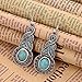 CrazyPiercing Tibetan Silver Oval Rimous Turquoise Crystal Drop Dangle Earrings
