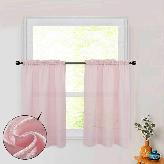 Amazon Com Natus Weaver Pink Tier Curtains 24 Inch Kitchen