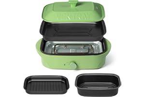 Ventray Essential Every Grill Electric Indoor Grill Set with 3 Removable Nonstick Plates, Tabletop BBQ Grill Set for Grilling