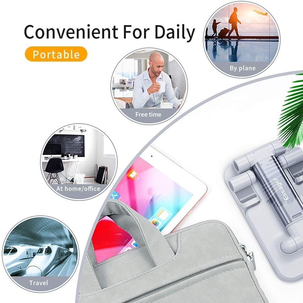 Adjustable Phone Stand for Desk, Foldable Cell Phone Holder for Desk, Stable Aluminum Desktop Holder, Universal Tablet Adjustable Stand Compatible with Mobile Phone/iPad/Tablets (Black): Electronics