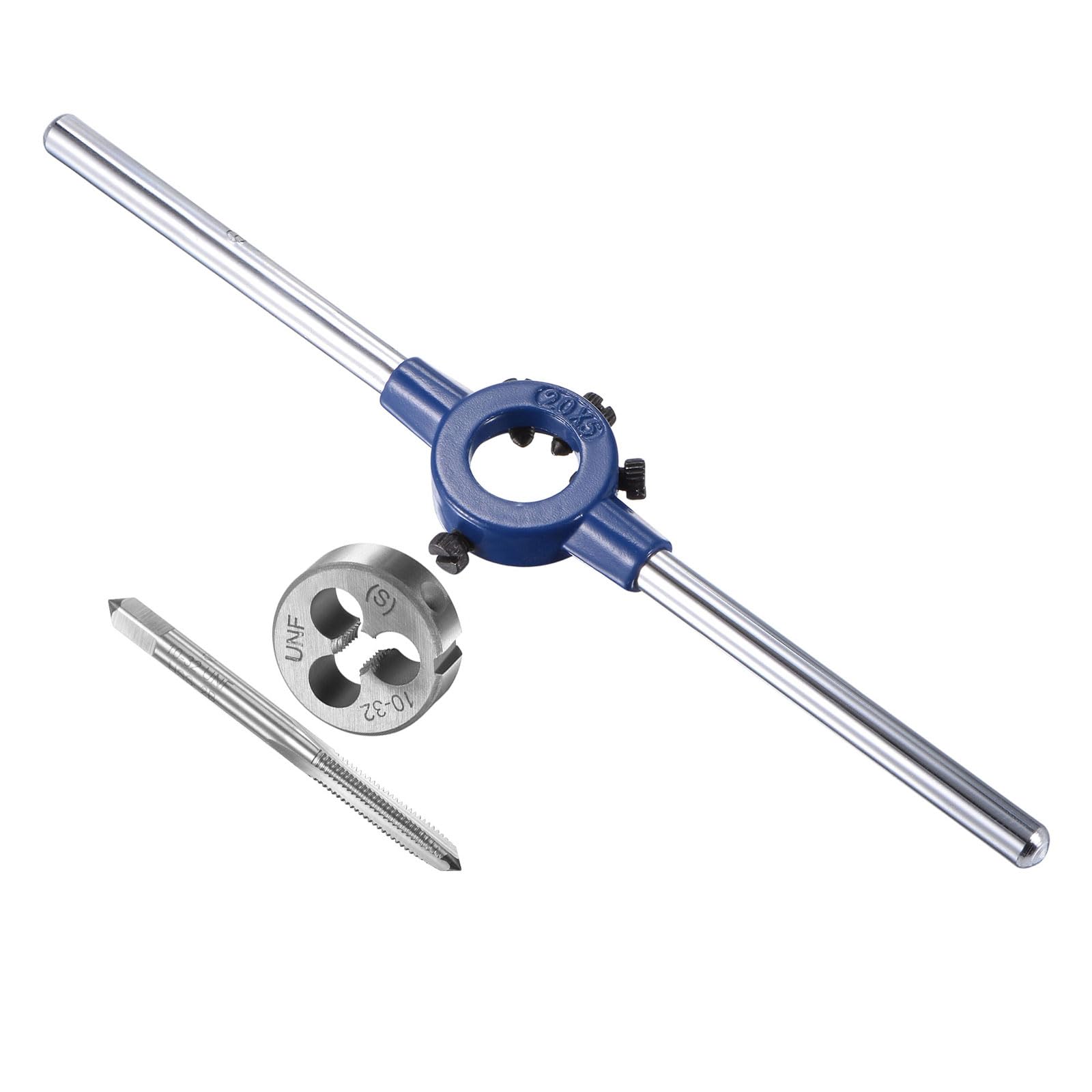 CoCud Tap and Die Stock Handle Set, 10-32 UNF Die & Fit 11mm-20mm OD / M3-M4 Die, High Speed Steel Thread Tapping and Wrench Tool Kit - (Applications: for Threading Repairing)