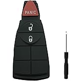 Replacement Key Fob Button Pad Fits for Jeep Grand Cherokee Dodge Durango Grand Caravan Journey Ram 1500 2500 3500 Chrysler Town Country Rubber Cover Key Fob Case Shell Insert Keypad (3 Button)