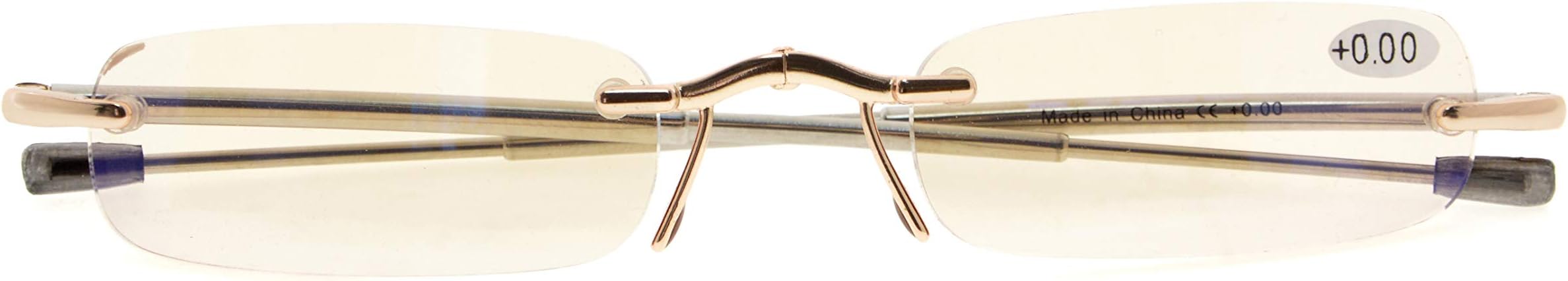 Anti Blue Rays,Reduce Eyestrain,Folding Rimless Computer Reading Glasses With Soft Pouch