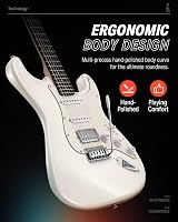 Donner DST-152W White Electric Guitar HSS Coil Split Bundle view 3