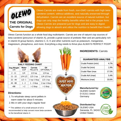 Olewo Original Carrots for Dogs Fiber for Dogs Keep Poop Firm