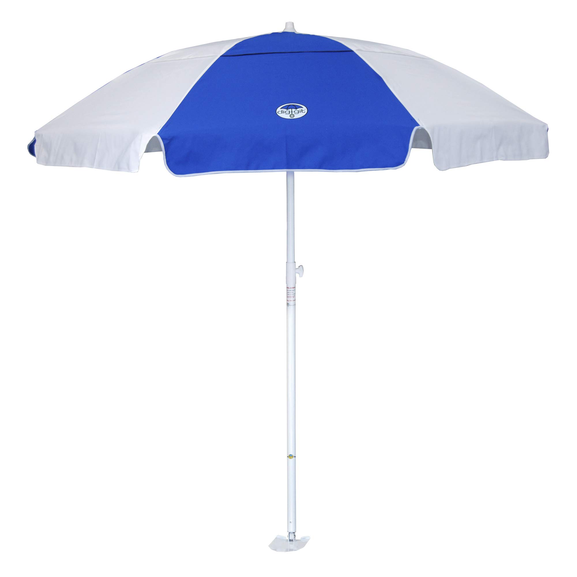 Buy diggit Best Beach Umbrella w/Integrated Anchor White/Blue Online
