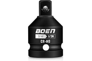 BOEN 3/4"F to 1/2"M Impact Socket Adapter, Cr-Mo Steel,Socket Adapter Set for Impact Driver Conversions