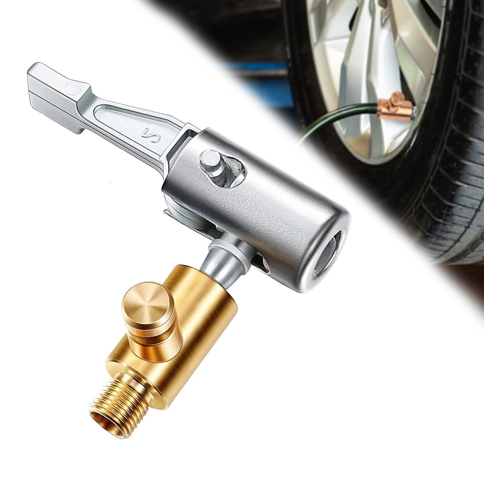 MACHSWON Locking Tire Air Chuck Metal Lock On Air Chuck with Air Release Valve and 8mm Standard Tire Valve Thread No Air Leakage Tire Inflating Hose End