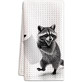 BONETAT 1 PCS Funny Cute Raccoon Hand Towels for Bathroom,Raccoon Gifts for Women,Raccoon Decor Cute Kitchen Towels,Animal Decorative Towels for Bathroom, Pet Owners Housewarming - A15