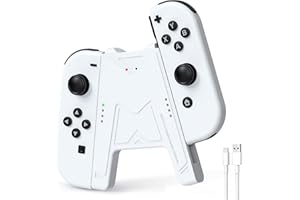 JINGDU Switch Joy-Con Charging Grip with 1200mAh Battery - Portable Charging Solution Compatible with Nintendo Switch Controller JoyCons, 1M USB-C Charging Cable, White