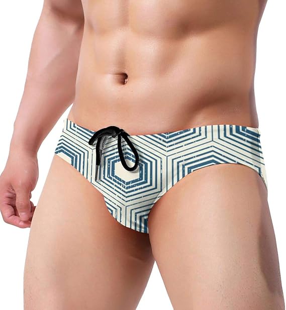 GAHAHA - Bañador para hombre, diseño de hexágonos, color azul: Amazon