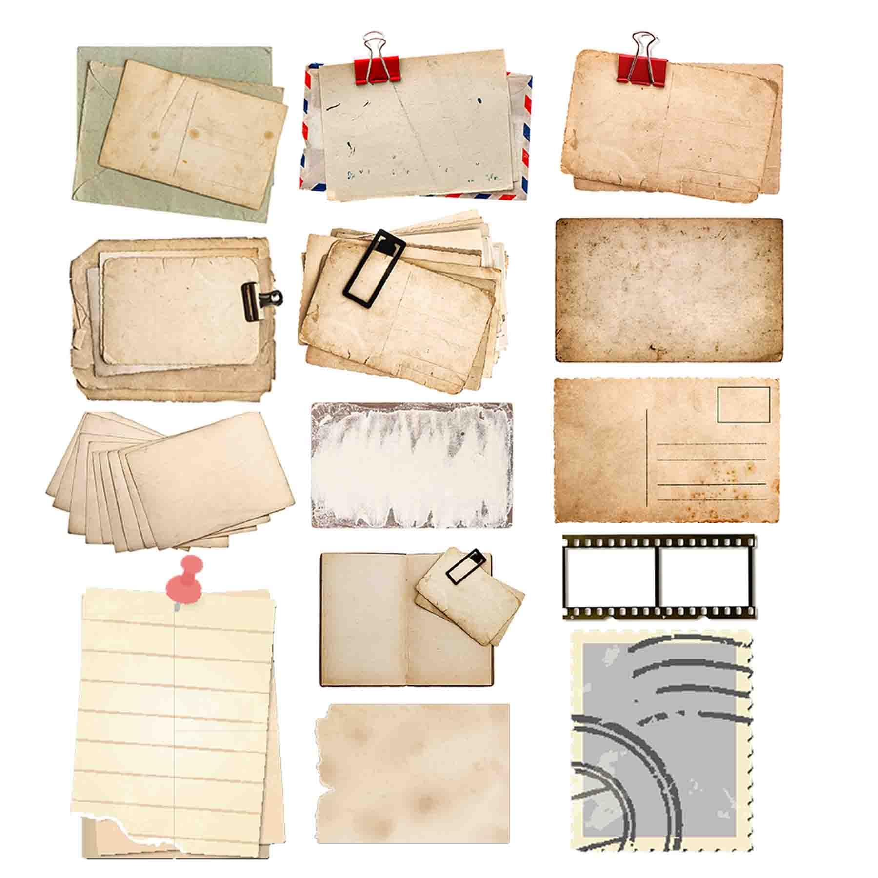 Photo 1 of Antique Looking Scrapbook Stickers,14 Design Retro Label Stickers for Scrapbooking,Aged Writing Paper Stickers,140 Pcs