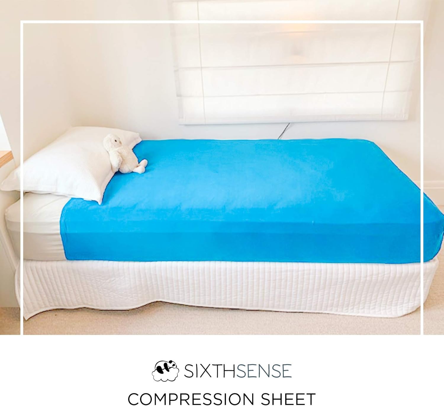 Sensory Compression Bed Sheet | Bonus eBOOK + Sleep Journal | Twin Size | Alternative to Heavy Weighted Blankets | Stretchy, Breathable, Firm Pressure for Calming & Relaxing Sleep | Aqua: Health & Personal Care