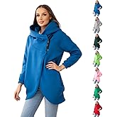 Hawyet Women's Oversized Asymmetric Zip up Hoodie, Long Sleeve Fleece Jacket with Large Hood for Casual, Cold Weather Wear