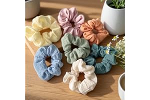 7-Pack Elegant Hair Scrunchies for Women, Soft Fabric Hair Ties in Assorted Pastel Colors, Versatile Solid Color for Buns and
