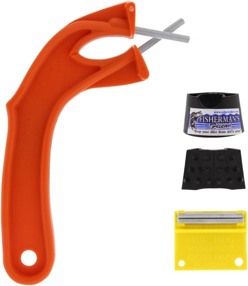 The Edgemaker Fisherman’s Kit- Sportsman Sharpening Rod 012, Fish Filet Thimble, and Fine Point Hook Sharpener- Perfect for Any Fisherman