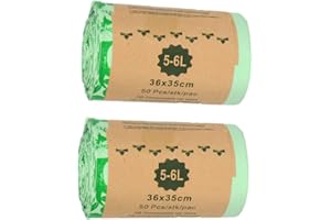 MAVERE 100% Compost Bags for Kitchen Countertop Compost Bin - 1, 1.2, 1.3, 1.5 Gallon, Kitchen Food Scrap Waste Compostable Small Trash Bags, ASTM D6400, US BPI and Europe OK Compost Home Certified, 100ct