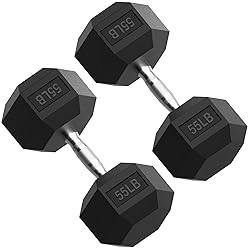 PAPABABE Dumbbells Weights Rubber Encased Hex