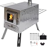 DANCHEL OUTDOOR CS6 Large Tent Wood Stove 19.4L for Camping, Portable 304 Stainless Steel Hot Tent Stove for Canvas Tents Gla