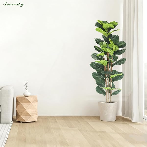 ARTIFICIAL FIDDLE LEAF FIG TREE 5FT – FIG TREE ARTIFICIAL,FAUX FIDDLE LEAF FIG TREE WITH REALISTIC RESIN TRUNK & STABLE PLANTER, ARTIFICIAL FIG TREE PLANT FOR HOME OFFICE DECOR, ARTIFICIAL FICUS TREE