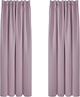 Deconovo Solid Pencil Pleat Curtains Blackout Pink Lavender 2 Panels W55 x L82