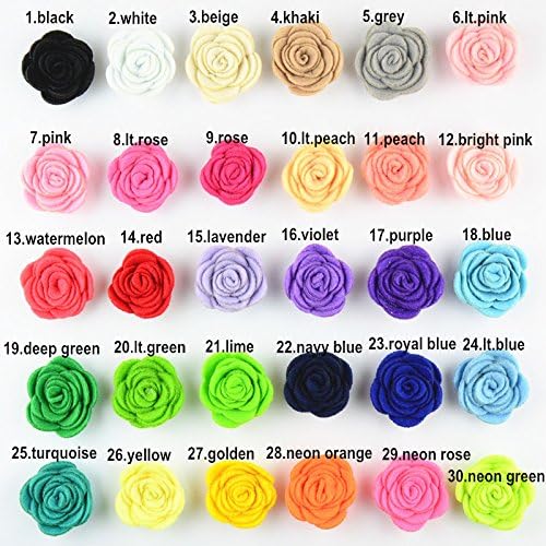 60PCS 1.5" Handmade Curled Felt Flowers,Multi-layer Felt Blooming Flowers For Kid's Headband DIY Crafts And Hair Clips Shose's Decorations KXM05