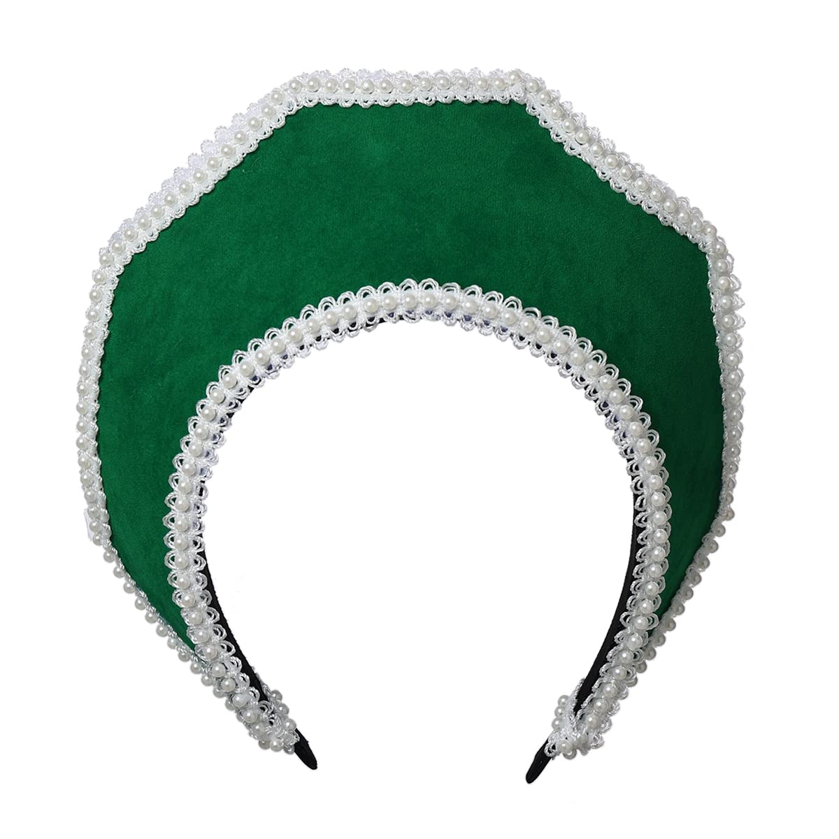 BPURB Renaissance Medieval Tudor Queen Headpiece for Women Anne Boleyn Headband Elizabethan Royal Coronet Hood Tiara Hat (Green-1) — image 1