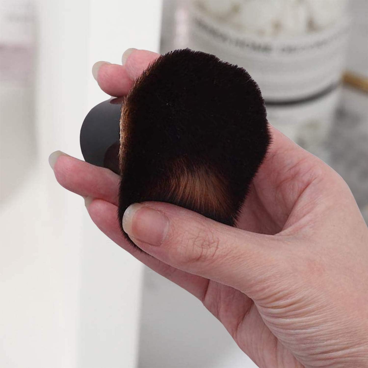 Kabuki Face Brush Professional Mushroom Shaped Soft Foundation and Powder Makeup Brush with Black Travel Bag for Mineral Blending Blush Buffing or Nail Arts Dust Clean - Image 5