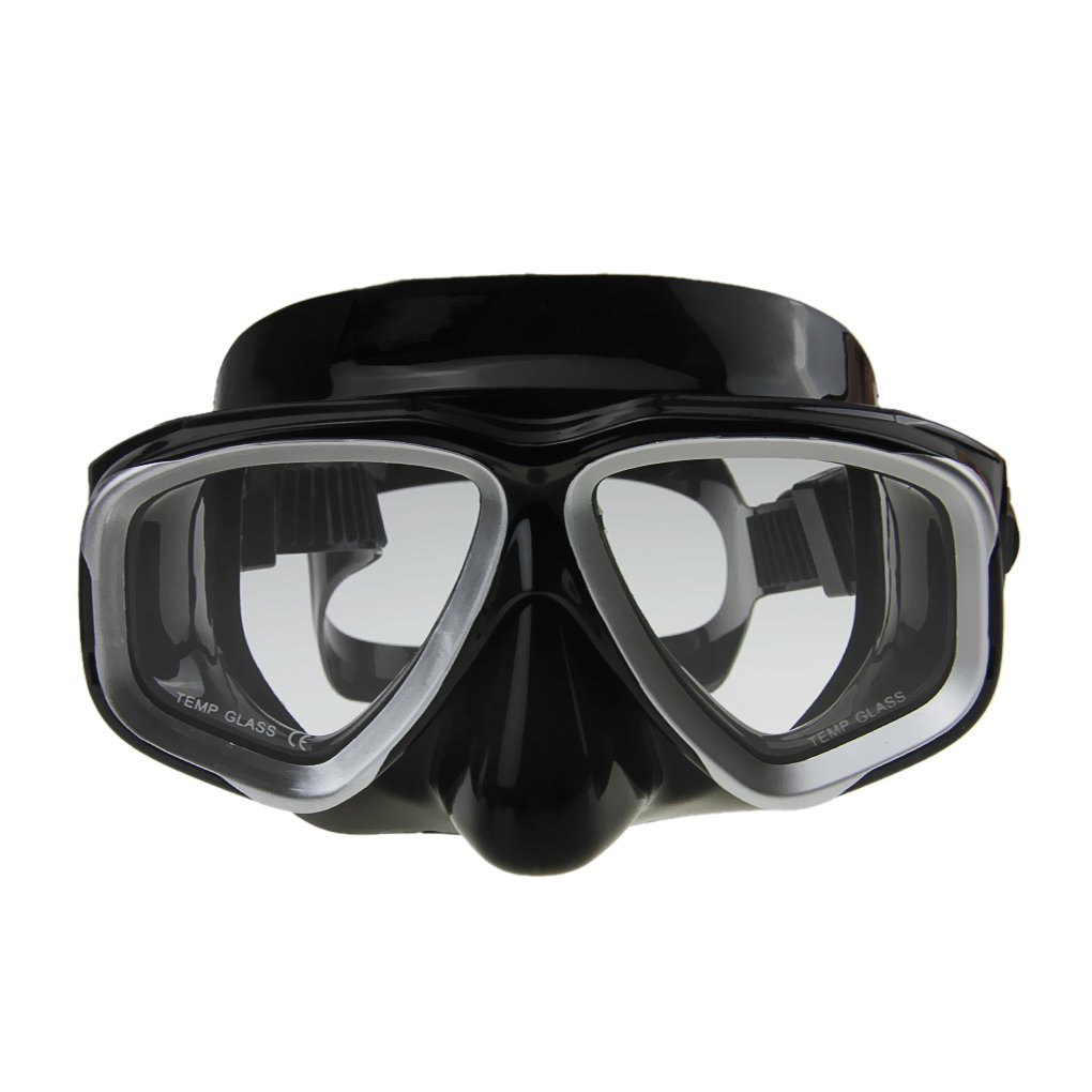 Leaking 大人ユースno Watertight曇り止めswimシュノーケルマスク 安全メガネワイドクリアビジョン強化ガラスレンズ水泳ゴーグルスキューバダイビングシュノーケリングマスクシリコンストラップ付きレディースメンズ シルバー ブラック シルバー ブラック B01iv6t2xu