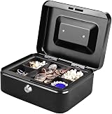 Parrency Cash Box with Money Tray Key Lock 7.87 x 6.89 x 3.70 inches Black view 2
