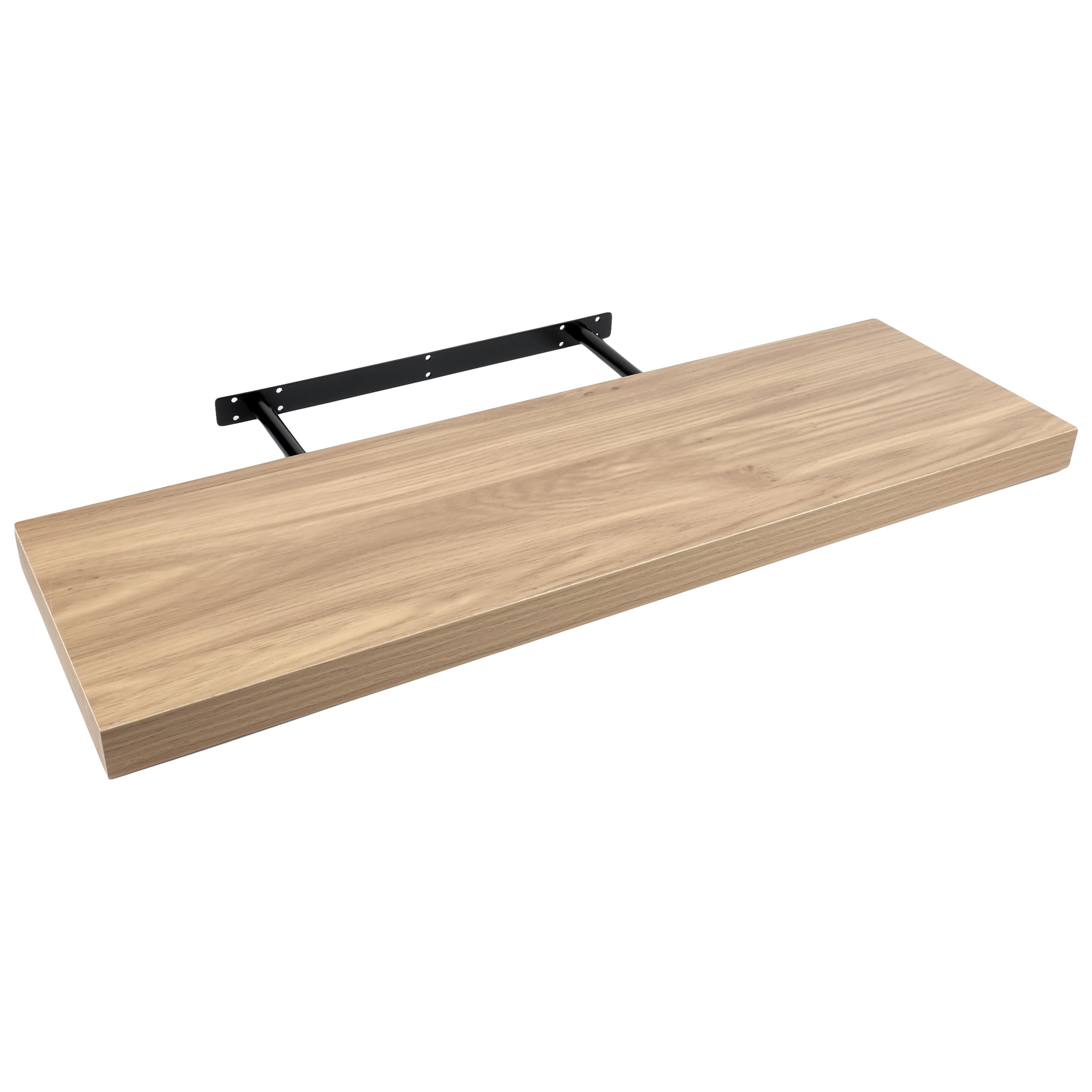 H HANSEL HOME Floating Wall Shelf, 60 x 25 x 4 cm, Oak, Rustic, Retro, 1 Shelf, Eco-Friendly MDF, Invisible Installation, 25 kg Weight Capacity