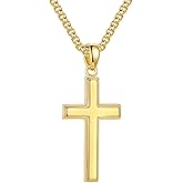 Ursteel S925 Sterling Silver Cross Pendant for Men, 16-22 Inch Box Chain Necklace for Men