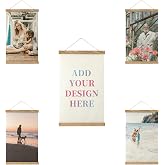 wxyzdq Custom Hanging Poster Personalized Wall Art Design Your Own Photo Text Hobby Adjustable Wooden Frame Thick Fabric Canvas Scroll Poster Prints Room Decor for Living Room Bedroom Study
