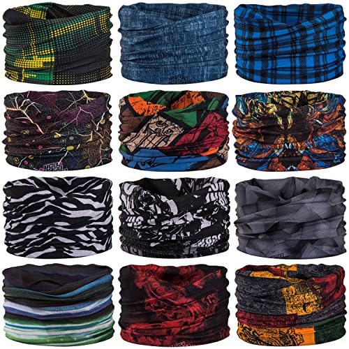 Wide Headbands Headwear Head Wrap Sport Sweatband for Men and Women,Workout,Yoga,12-in-1 12PCS/9PCS/6PCS Multifunction Magic Scarf
