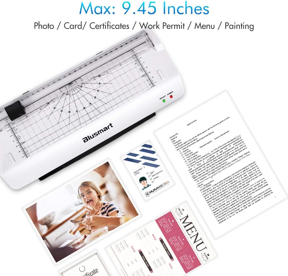4 in 1 Blusmart OL288 Laminator, A4, Rotary Trimmer/Corner Rounder/10 Laminating Pouches, White : Office Products