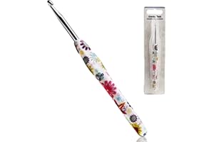 LOOEN 5mm Crochet Hook, Ergonomic Handle for Arthritic Hands, Soft Rubber Grip Extra Long Knitting Needles for Beginners and Knitting Crocheting Yarn (5mm)