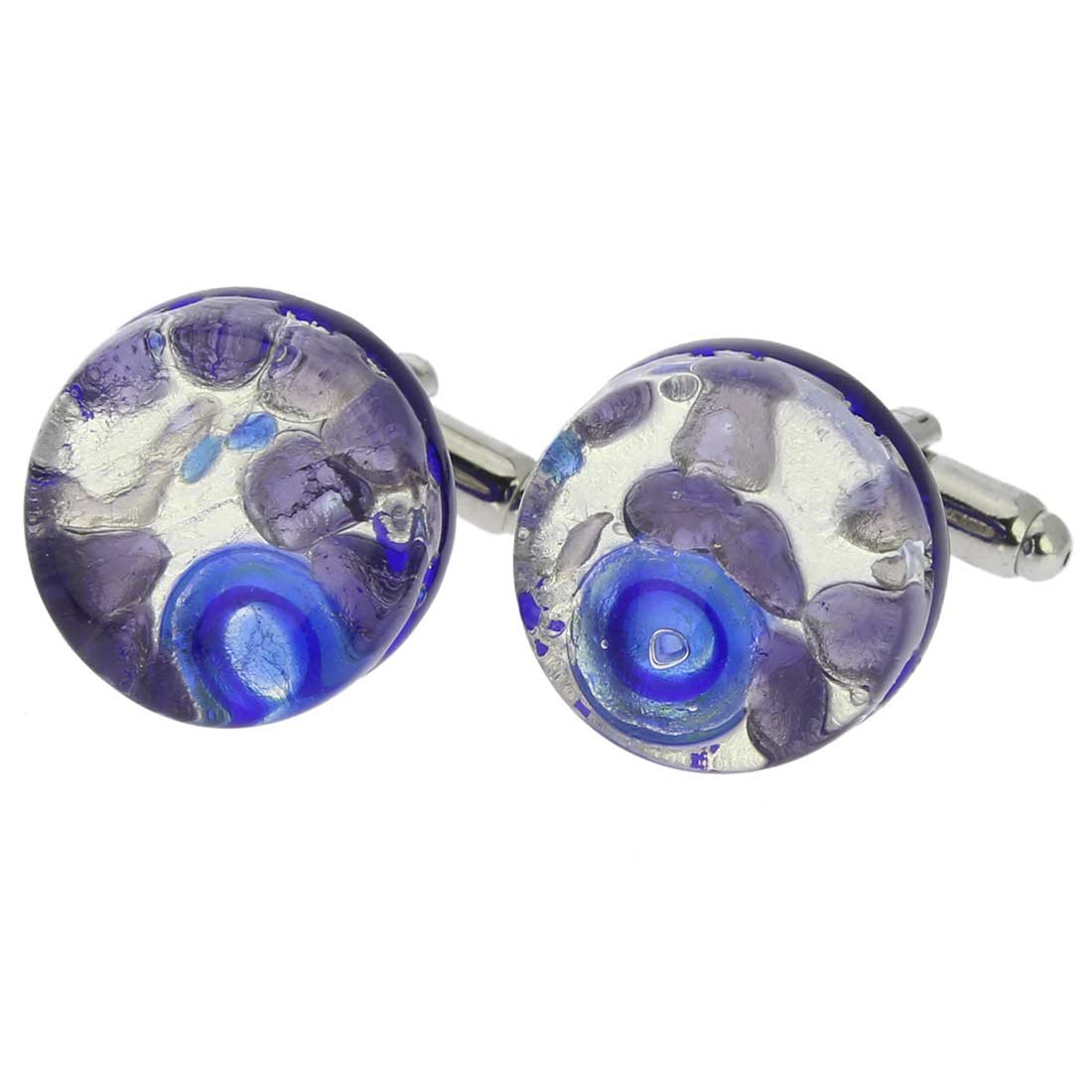 Glass Of Venice Murano Glass Venetian Classic Round Cufflinks - Periwinkle