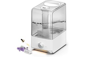 Rbioko Humidifiers for Large Room Bedroom (6.5L), Cool Mist Ultrasonic Vaporizer for Home Whole House Babies, Customized Humidity, Night Light, Whisper-Quiet (White)