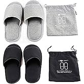 Ibluelover Portable Travel Spa Slippers Foldable Flat Closed Toe Home Shoes with Non-Slip Sole Spa Hotel Slippers Washable Guest Room Cotton Indoor House Shoes Business Trip Flight Footwear