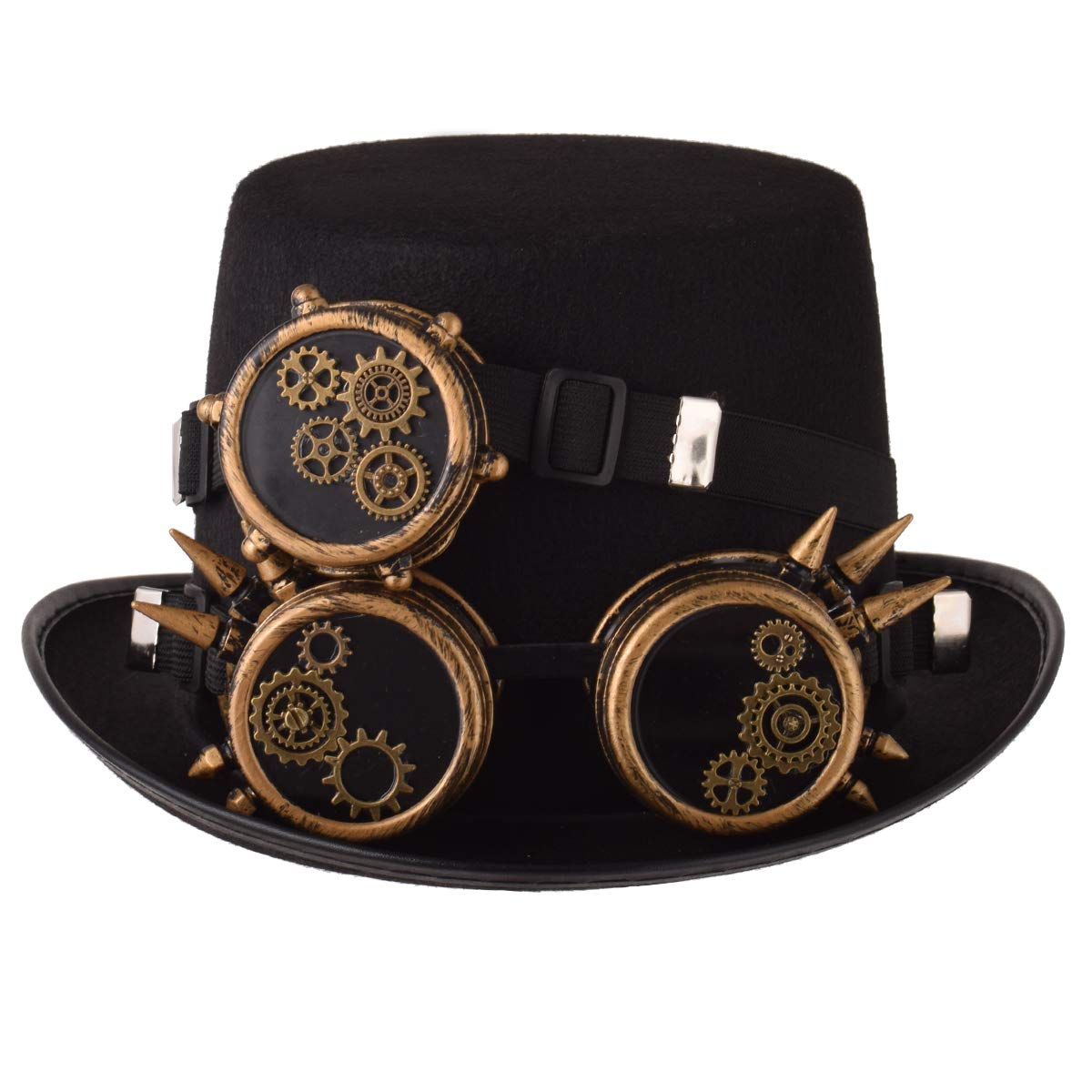 COSDREAMER Unisex Steampunk Top Hats Halloween Costume Hat with Goggles (black 10, 58cm)