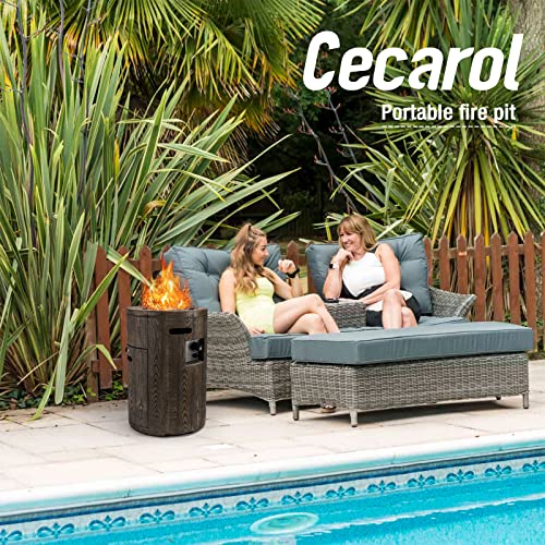 Cecarol 19.5in Round Propane Fire Pit with Free Waterproof Cover, Lava