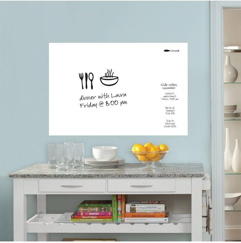 Dry Erase Whiteboard Sticker Wall Decal, Self-adhesive White Board Peel Stick Paper for School, Office, Home, Kids Drawing with 1 Water Pen (78.7" x 17.7") : Office Products