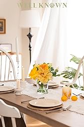 WELL KNOWN Artificial Flowers in Glass Vase with