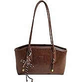 Vintage Shoulder Bags for Women Brown Purse Fall Hobo Handbag Faux Leather Shoulder Purse with Cute Pendant