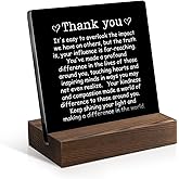 Juoqg Thank You Acrylic Sign with Wooden Stand, Funny Thank You Gift for Men Women, Appreciation Gift for Boss Leader Mentor, Thanksgiving Gift for Colleague Coworker, Employee Appreciation Gift