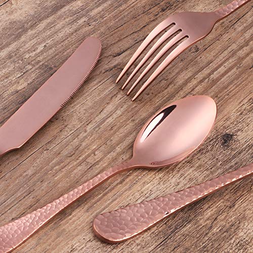 20-Piece Rose Gold Flatware Silverware Set, Bisda Stainless Steel Cutlery Sets, Multipurpose Use for Home, Kitchen, Restaurant, Hotel Tableware Utensil Service for 4